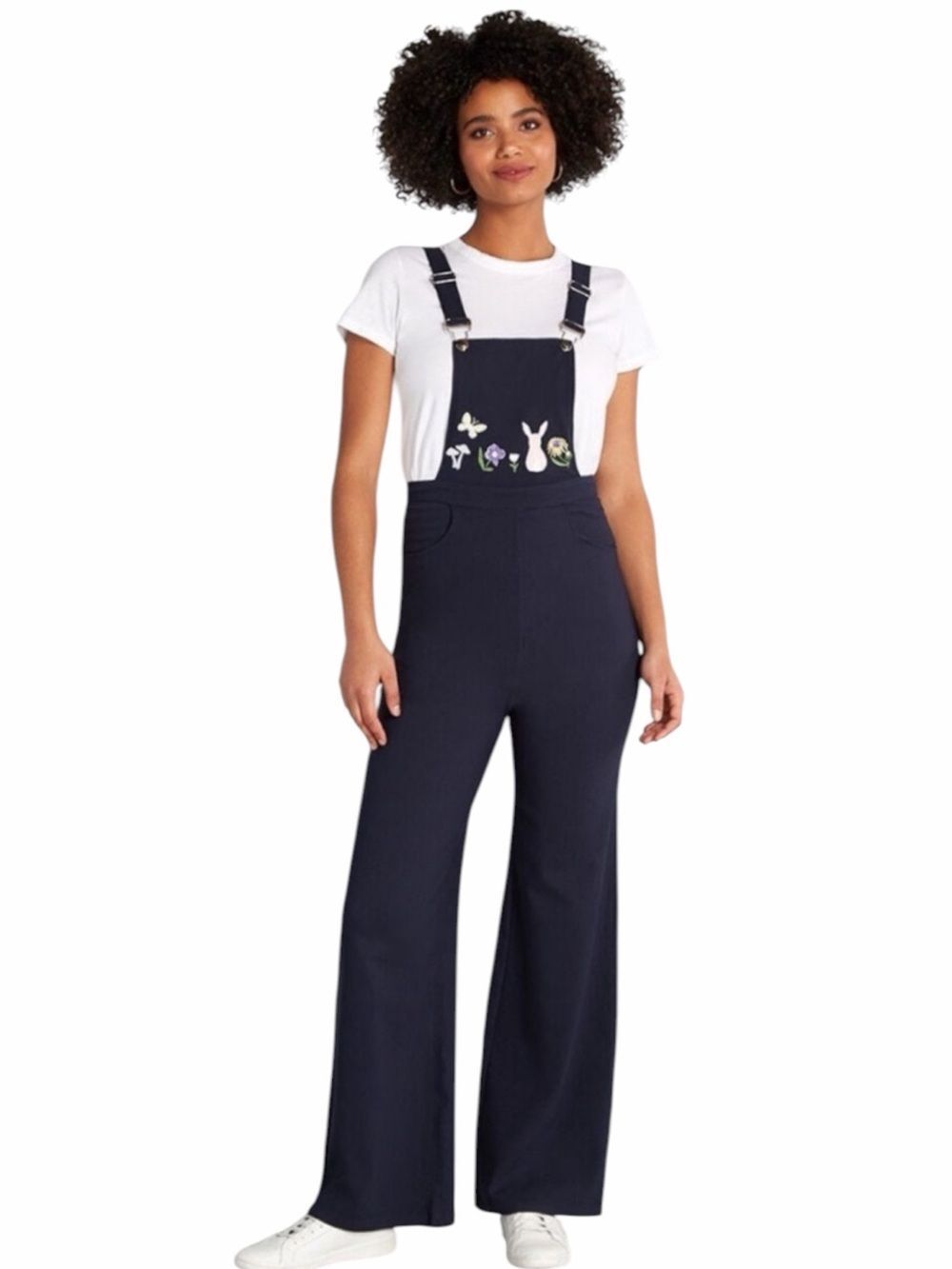 Modcloth X Collectif Kayden Enchanted Embroidery Dungarees Overalls Navy Size 4